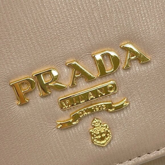 PRADA Vitello Move Chain Wallet Leather Beige 1BP290 - Picture 10 of 15